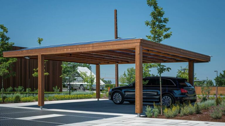 Le carport solaire en bois : une solution écologique pour votre voiture